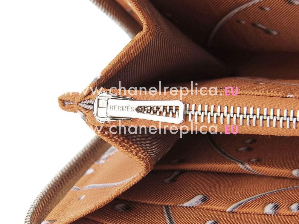 Hermes Silk Epsom Leather Long Wallet Brown H569446