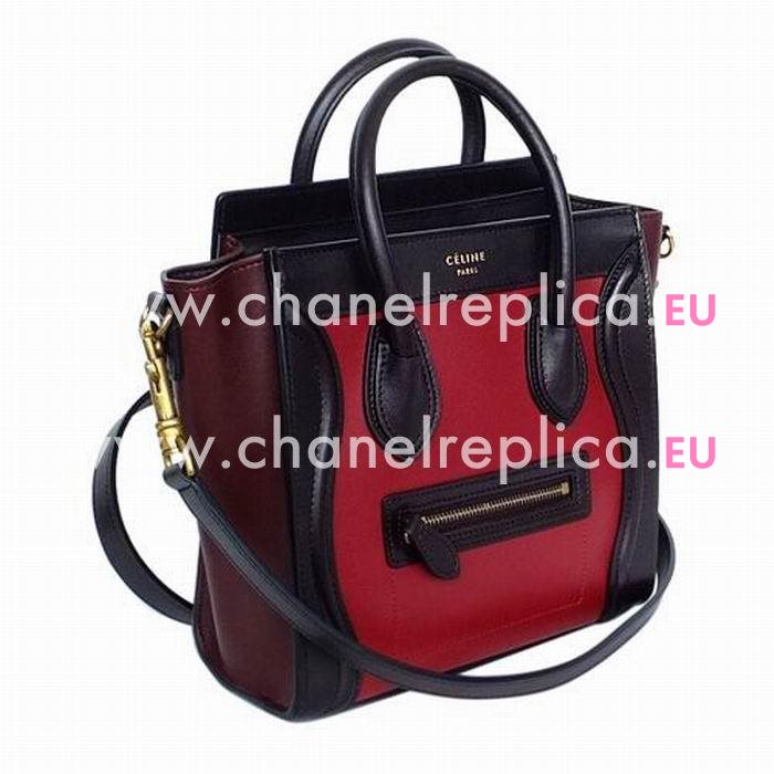 Celine Nano Luggage Calfskin Bag Red Coffee CE094A49