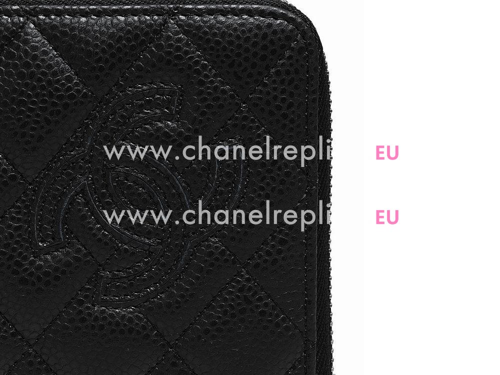 Chanel Caviar CC Logo Long Wallet In Black C57877