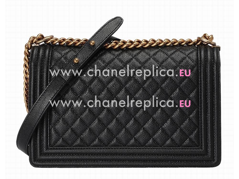 Chanel Caviar Anti-Gold Chain 28cm Boy Bag Black A53654