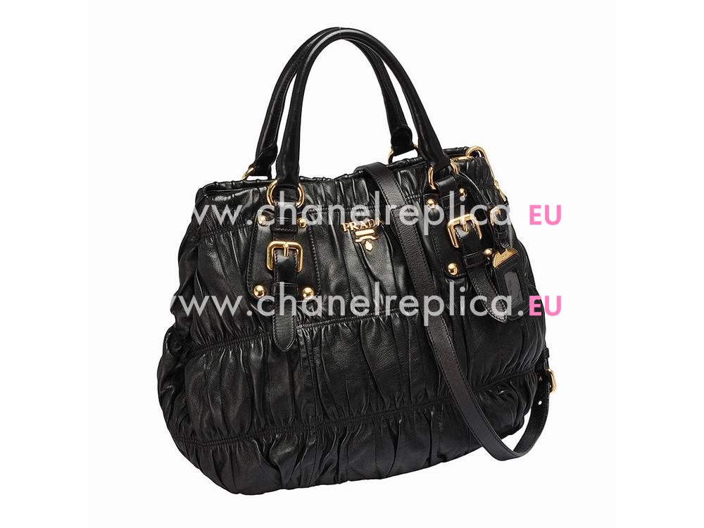 Prada Nappa Tessuto Gaufre Large Bag In Black PR531810