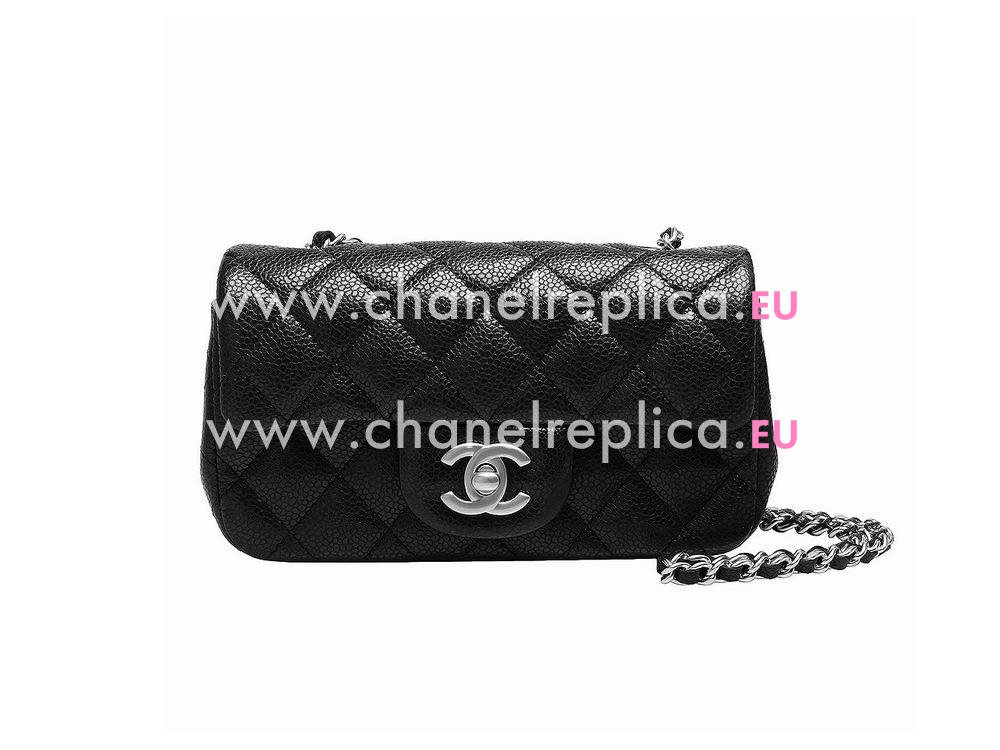 Chanel Caviar Mini Coco Bag Silver Chain 65050C-BLK-SS
