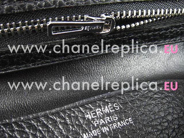 Hermes Dogon Clemence Leather Wallet In Black H0005I