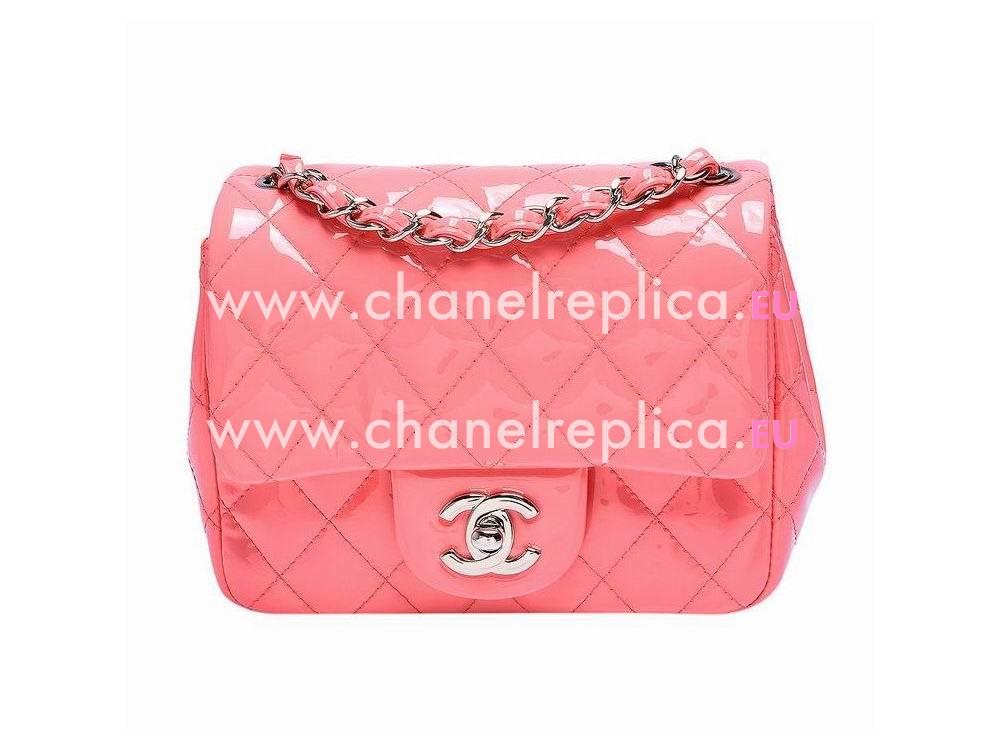 Chanel Mini Coco 2.55 Patent Flap Bag Hot Pink(Silver) A35226