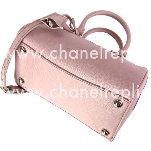 Prada Saffiano Lux Triangle Logo Boston Mini Bag Pink PCL846Y