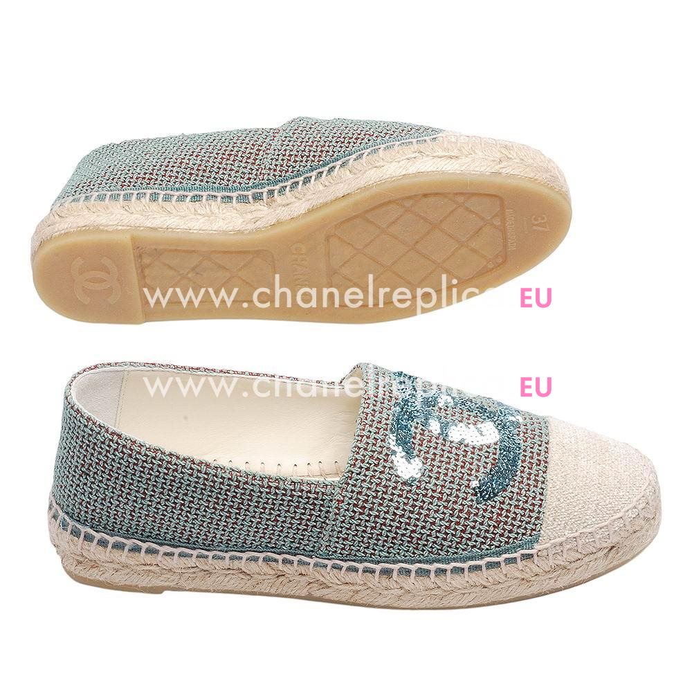 Chanel Calfskin CC Logo Shoes Green C832694
