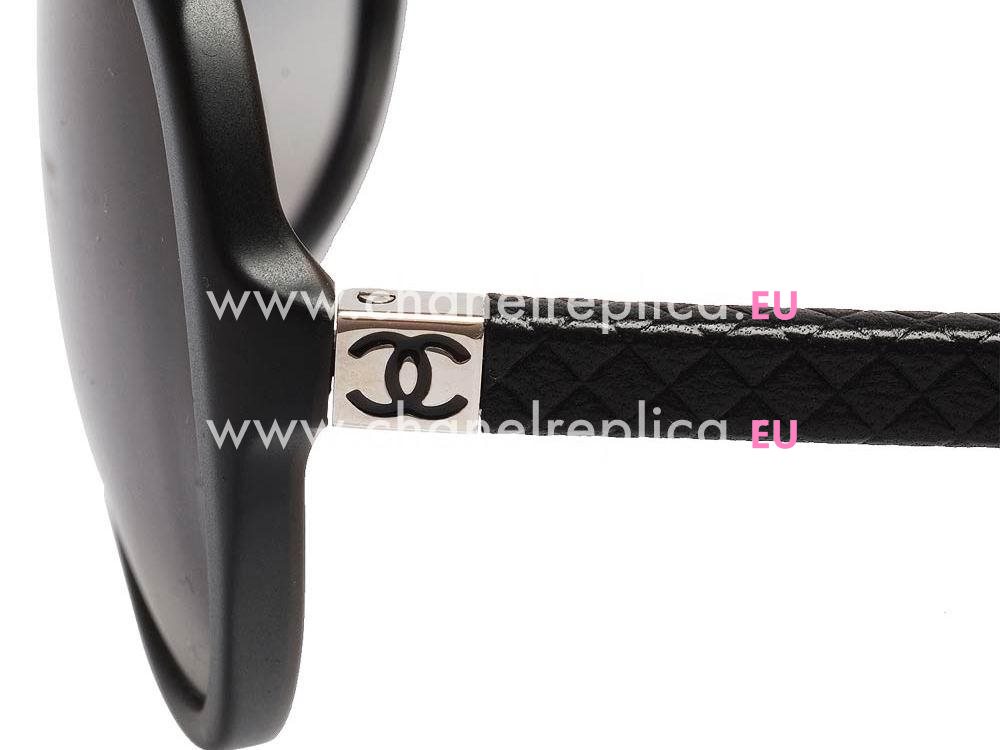 Chanel Quilted Shiny Plastic Frame Sunglasses In Black C564657