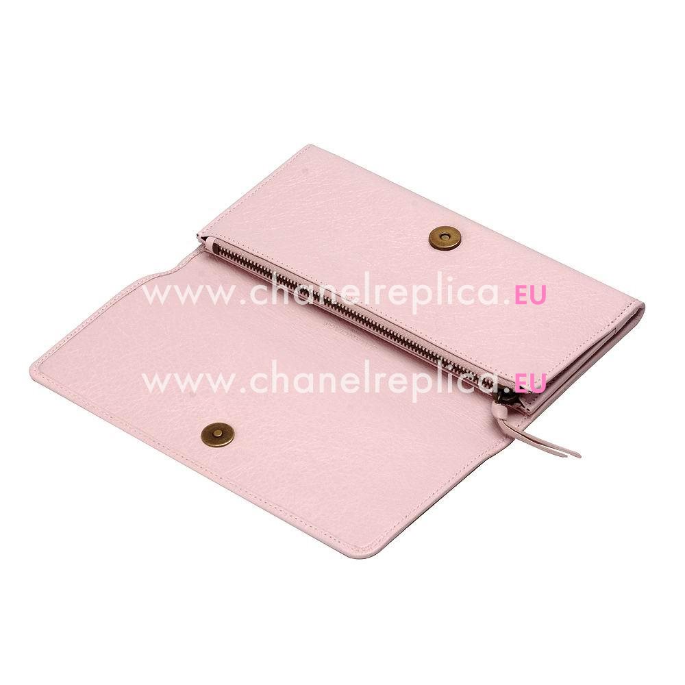 Balenciaga Giant Money Lambskin Aged Brass Hardware Wallets Light Pink B2055137