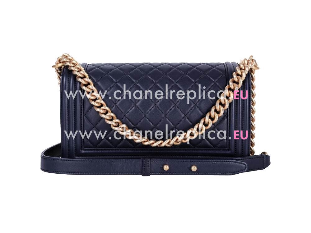 Chanel Lambskin Boy Chain Bag Deep Blue A249779