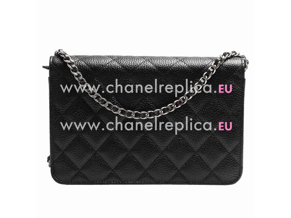 Chanel Retro CC Caviar Woc mini Flap Bag Long Chain Black A58350