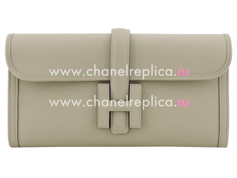 Hermes Pochette Jige Swift Leather Bag Gray H91653
