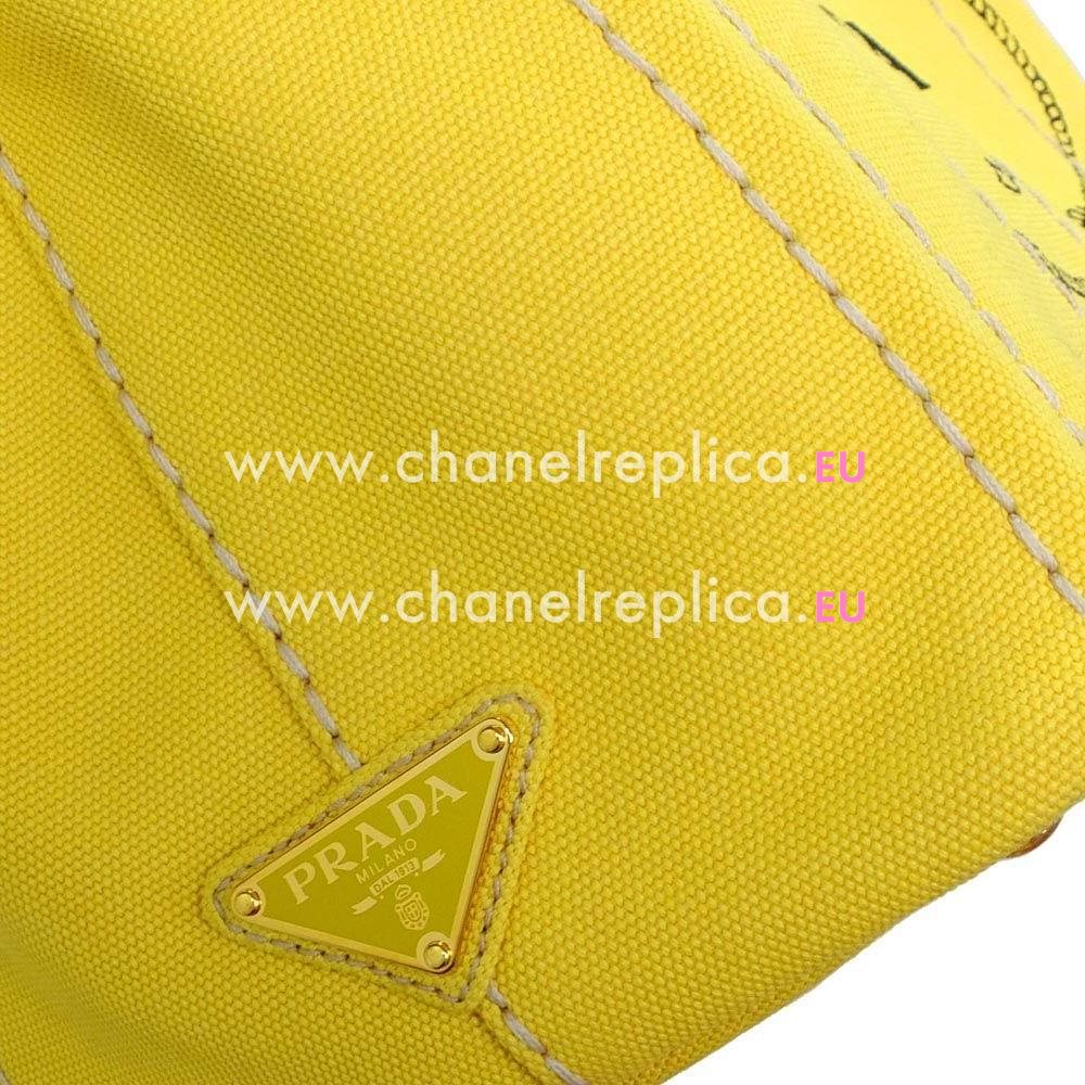 Prada Canapa Stampata Printing Logo Denim Small Size Bag Yellow PR7054126