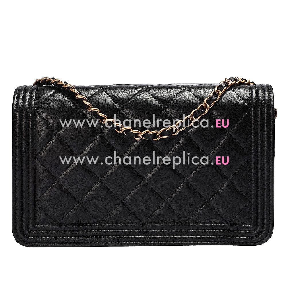 Chanel Lambskin Boy Woc Bag Anti-Gold Black A86612E
