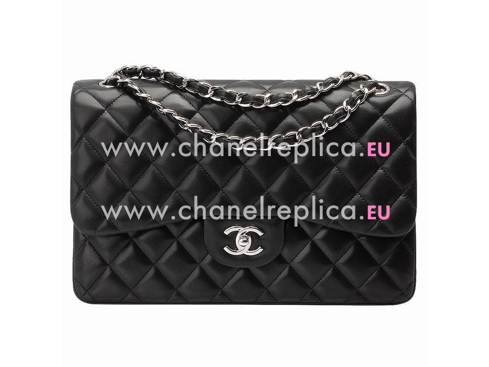 Chanel Lambskin Jumbo Double Flap Bag Black(Silver) A58600BLS