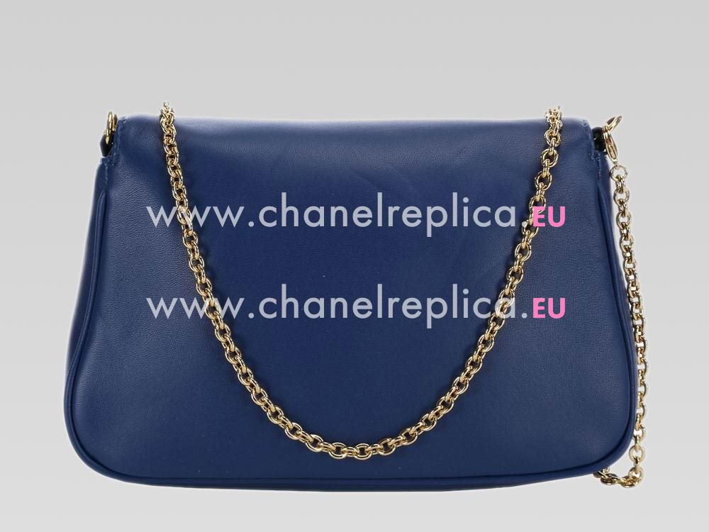 FENDI Mia Napa Lambskin Mini Chain Bag Blue F461833