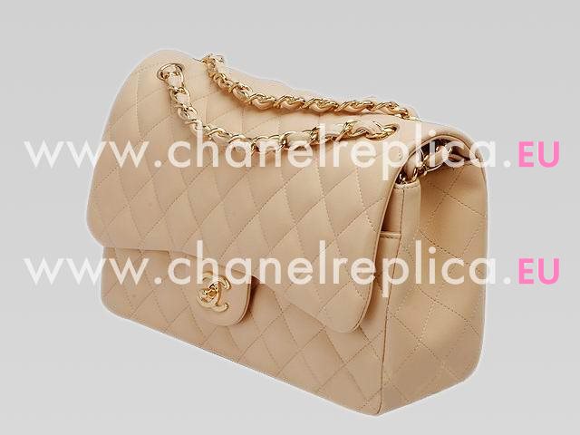 Chanel Beige Lambskin Jumbo Double Flap Bag Golden Chain A28600AG