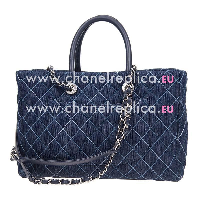 Chanel Blue Denim Gst Bag Silver Chain A57974CLBLUESS