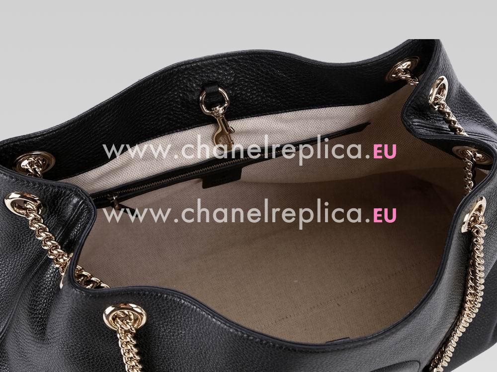 Gucci Calfskin Embossed Soho Tote Bag Black G462653