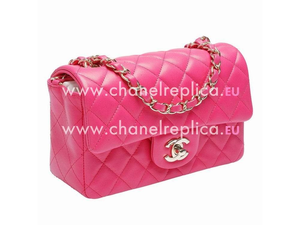 Chanel Lambskin Gold Chain Mini Coco Flap Bag Peach Red A598894