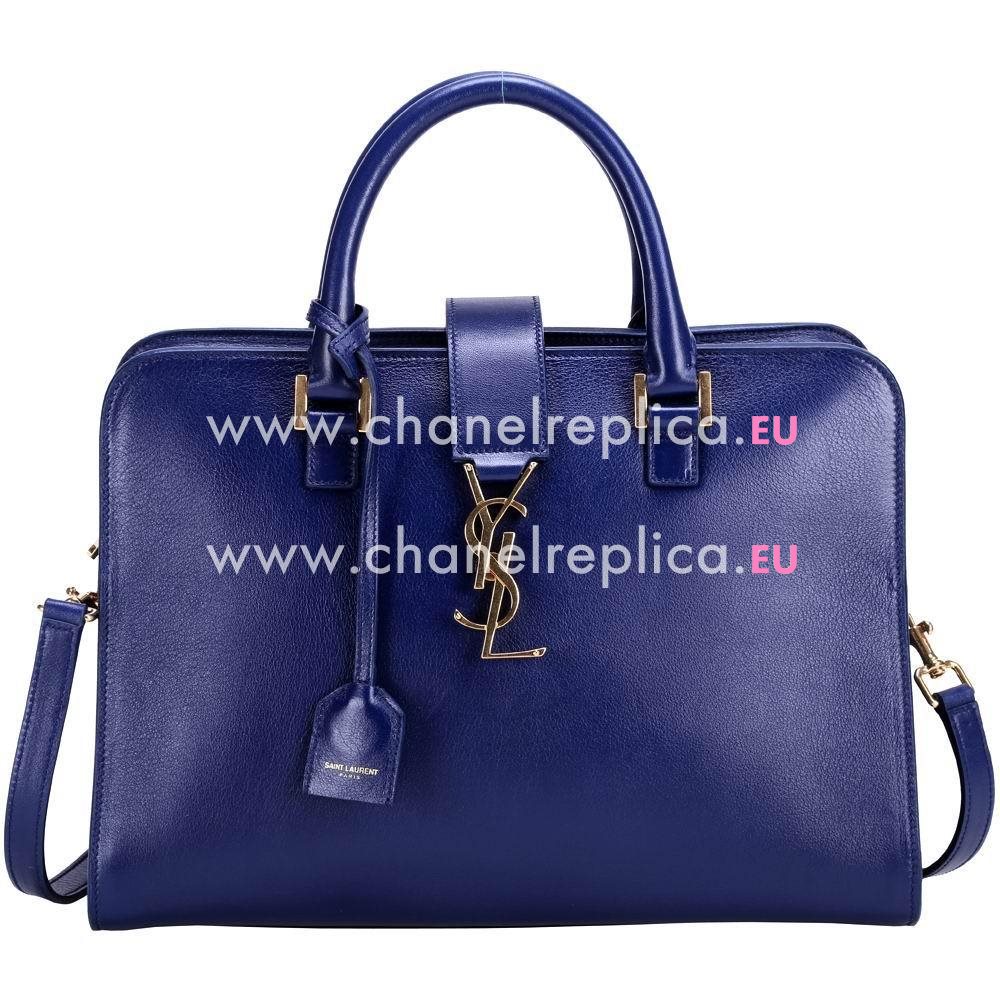 YSL Saint Laurent Cabas Monogram YSL Calfskin Bag In Blue YSL5717461