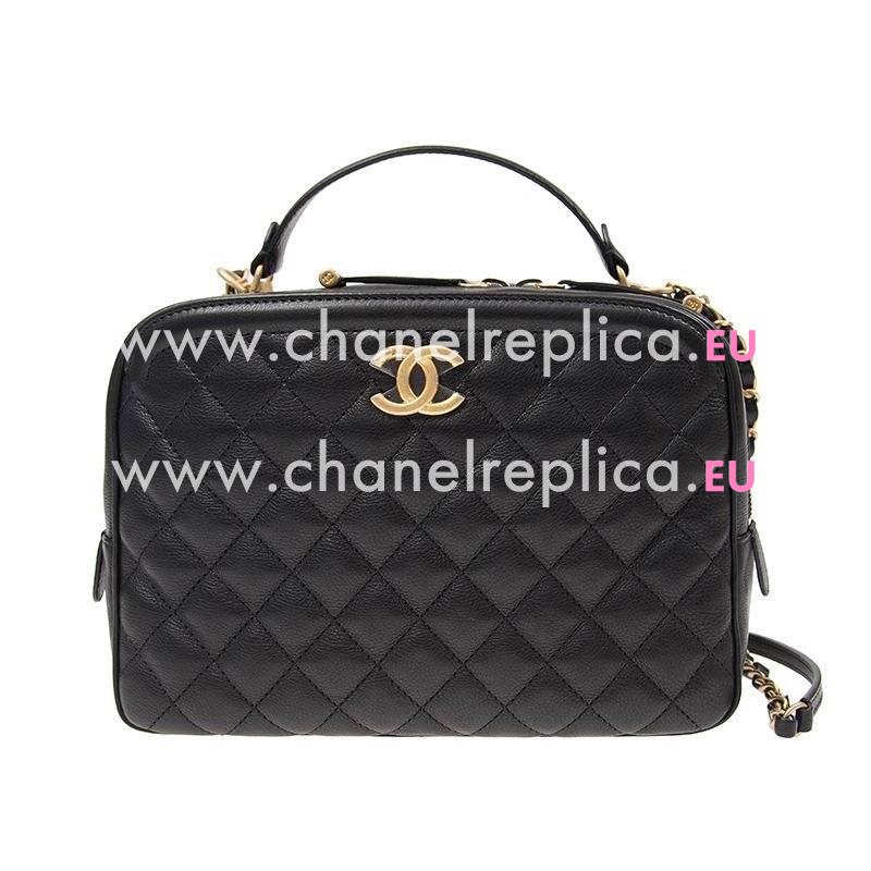 Chanel Black Calfskin Gold-Tone Metal Vanity Case A57906CBLKGP