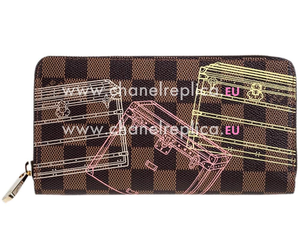 Louis Vuitton Damier Ebene Canvas Zippy Wallet Luggage Design N63026