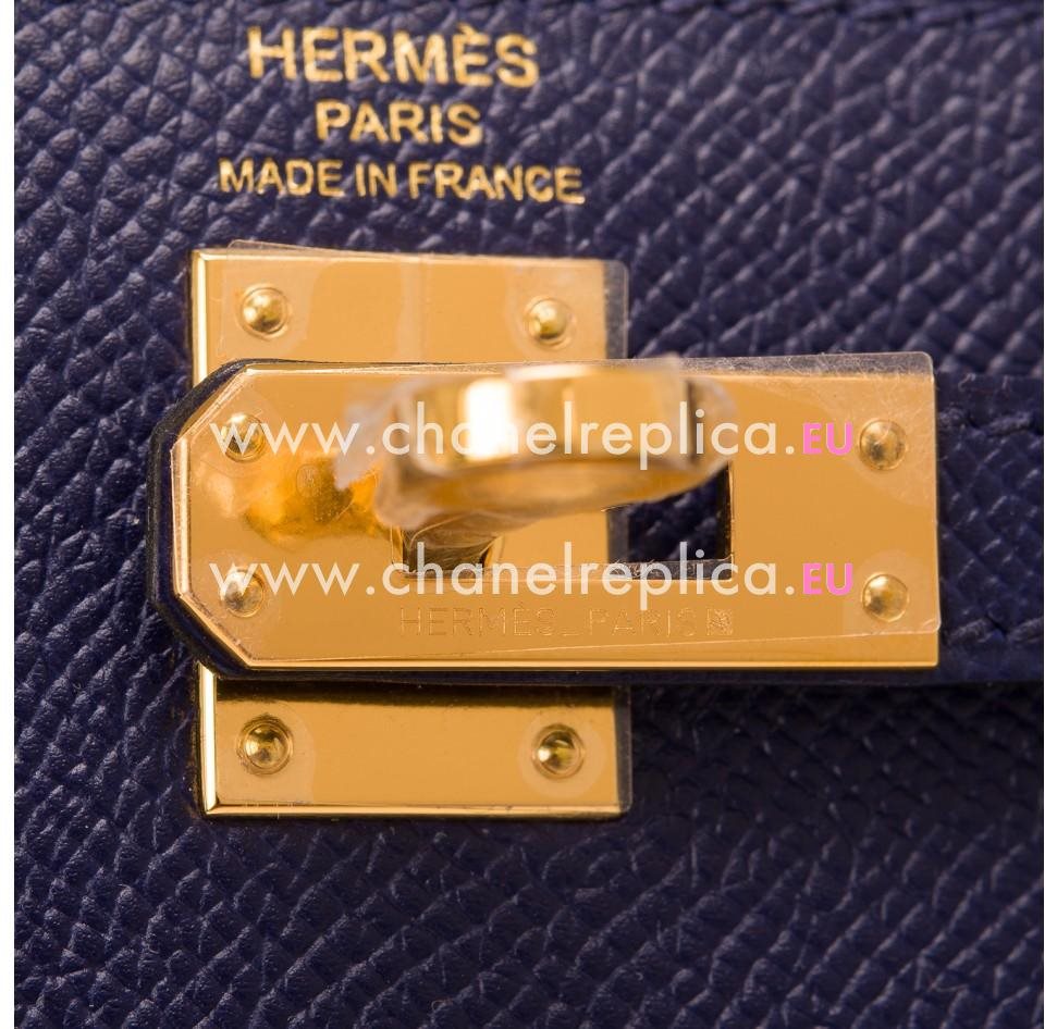 Hermes Blue Sapphire Sellier Kelly 25cm Epsom Leather Gold Hardware Hand Sew HK1025BSE