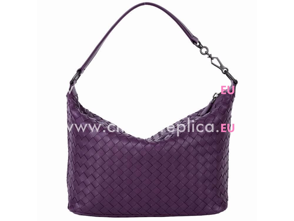 Bottega Veneta Brunito Intrecciato Grosgrain Shoulder Bag Purple BV239981