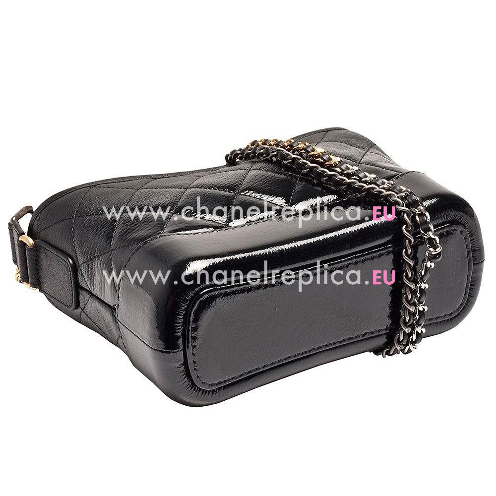 Chanel Gabrielle Gaotskin Gold/silver two-tone Small Hobo Bag Black A582218
