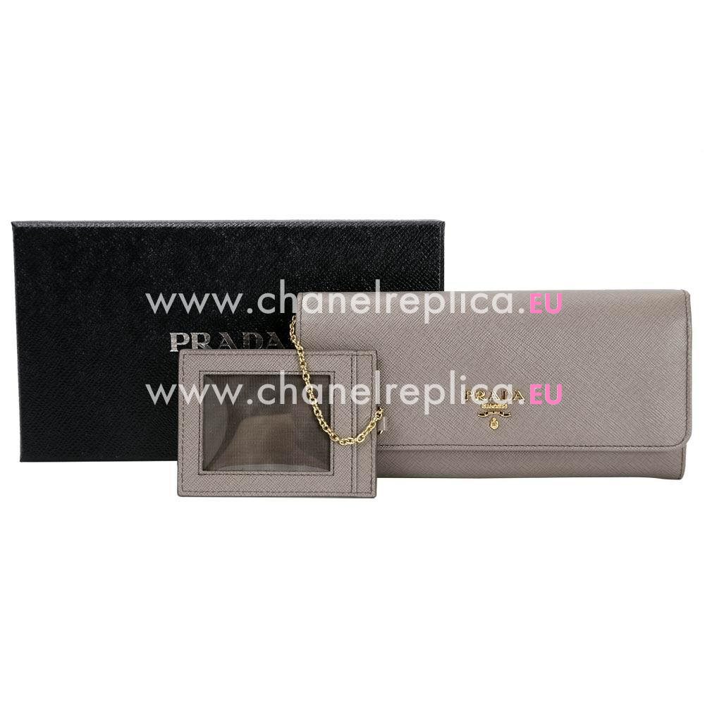 Prada Saffiano Embossment Logo Cowhide Wallet In Gray PR61017030