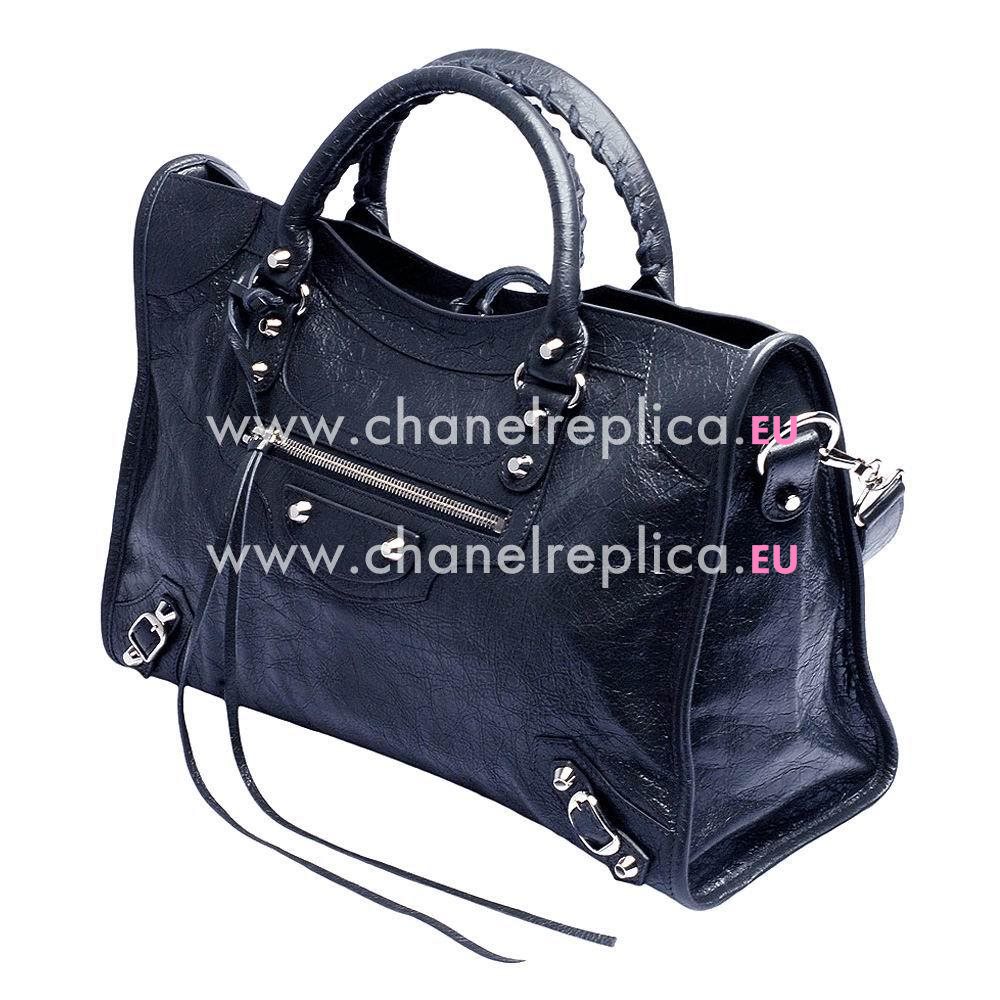 Balenciage City Lambskin Silvery hardware Classic Bag Blue B2054980