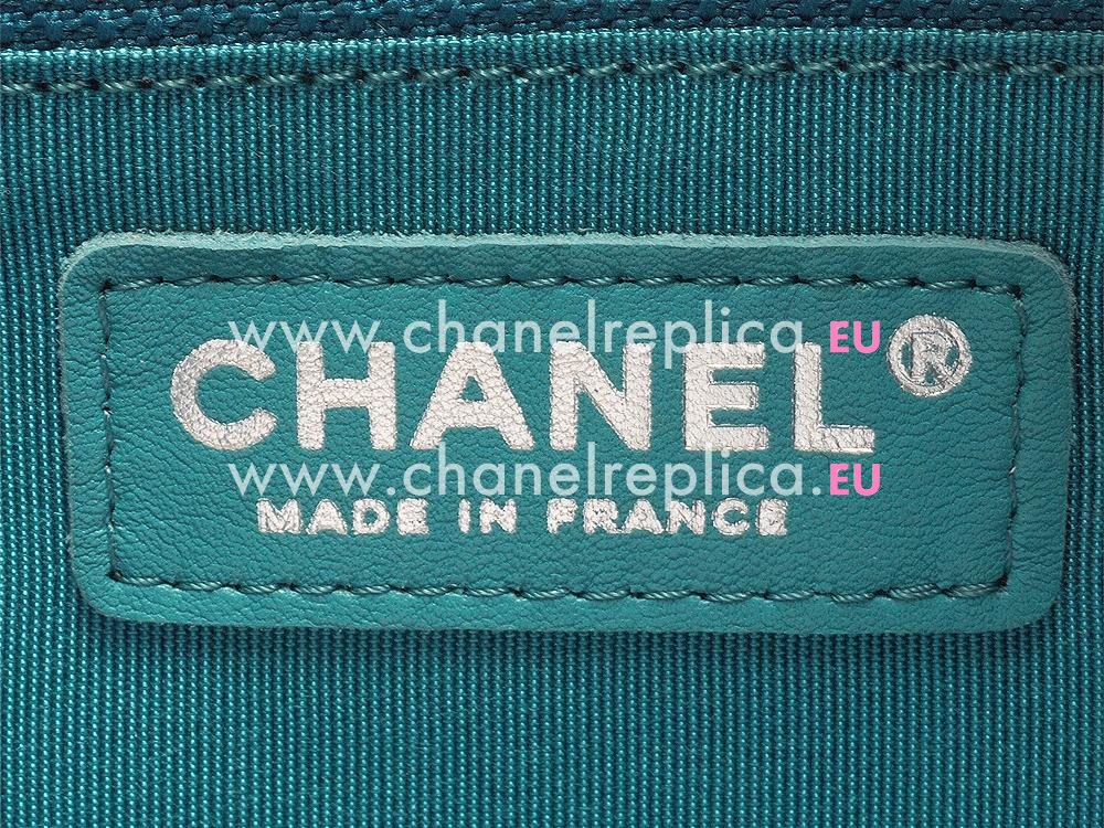 Chanel Calfskin Silver Chain 28cm Boy Bag Blue A90729