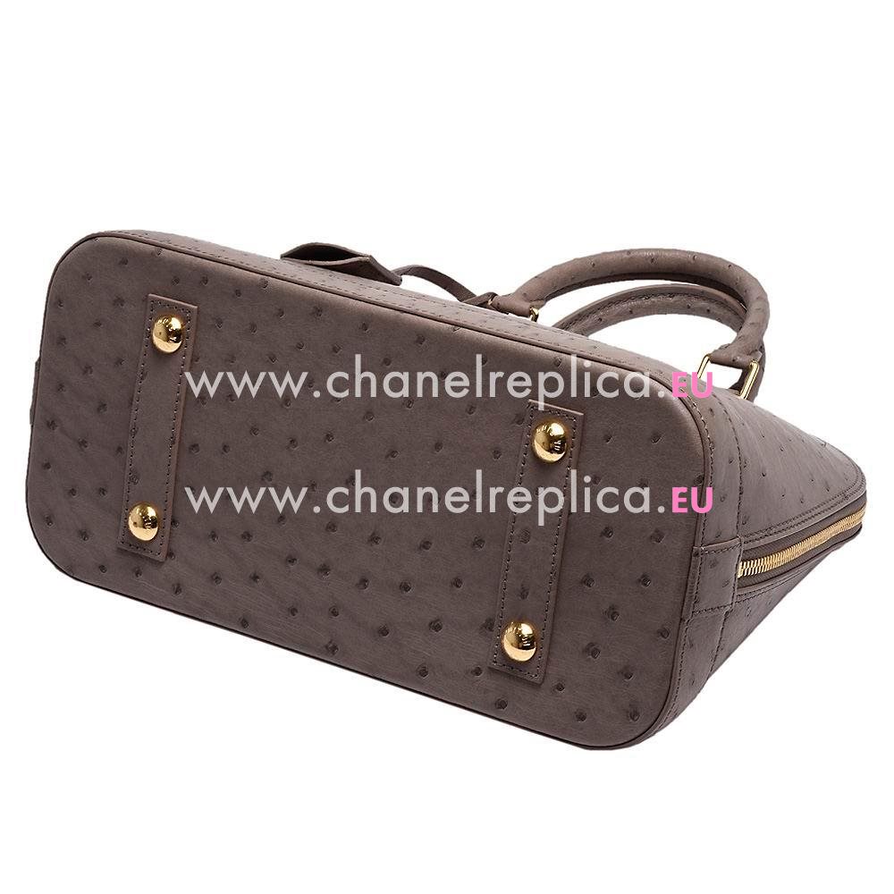 Louis Vuitton Ostrich Skin Leather Alma PM Handbag Gray M90947