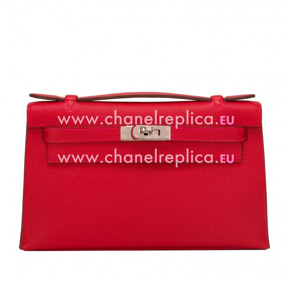 Hermes Rouge Casaque Kelly Mini Pochette Epsom Leather Palladium Hardware HK1022HRC