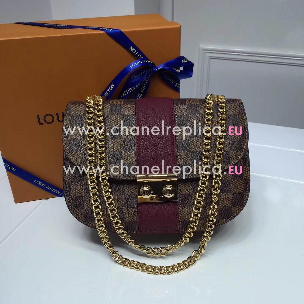 Louis Vuitton Wight Coated Damier Ebene Canvas Gold Chain Bag N64420