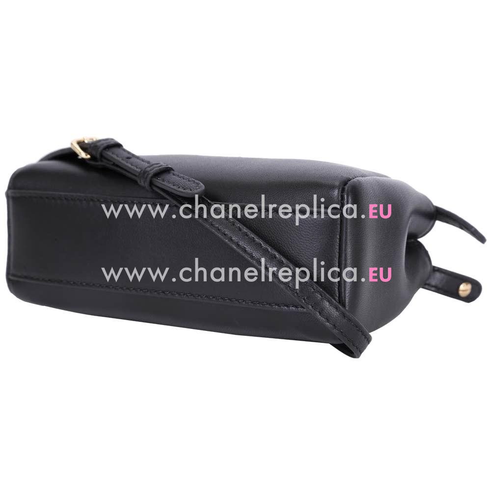 FENDI Regular Peekaboo Calfskin Shoulder Bag Black F1548707