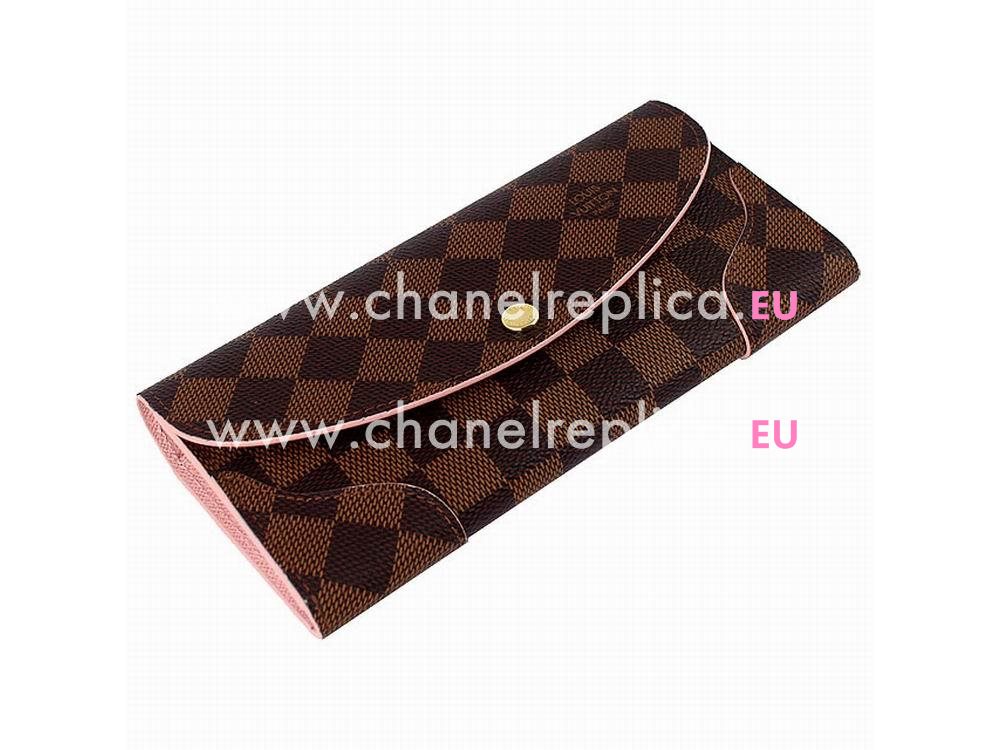 Louis Vuitton Damier Ebene Canvas Caissa Wallet Rose Ballerine N61227