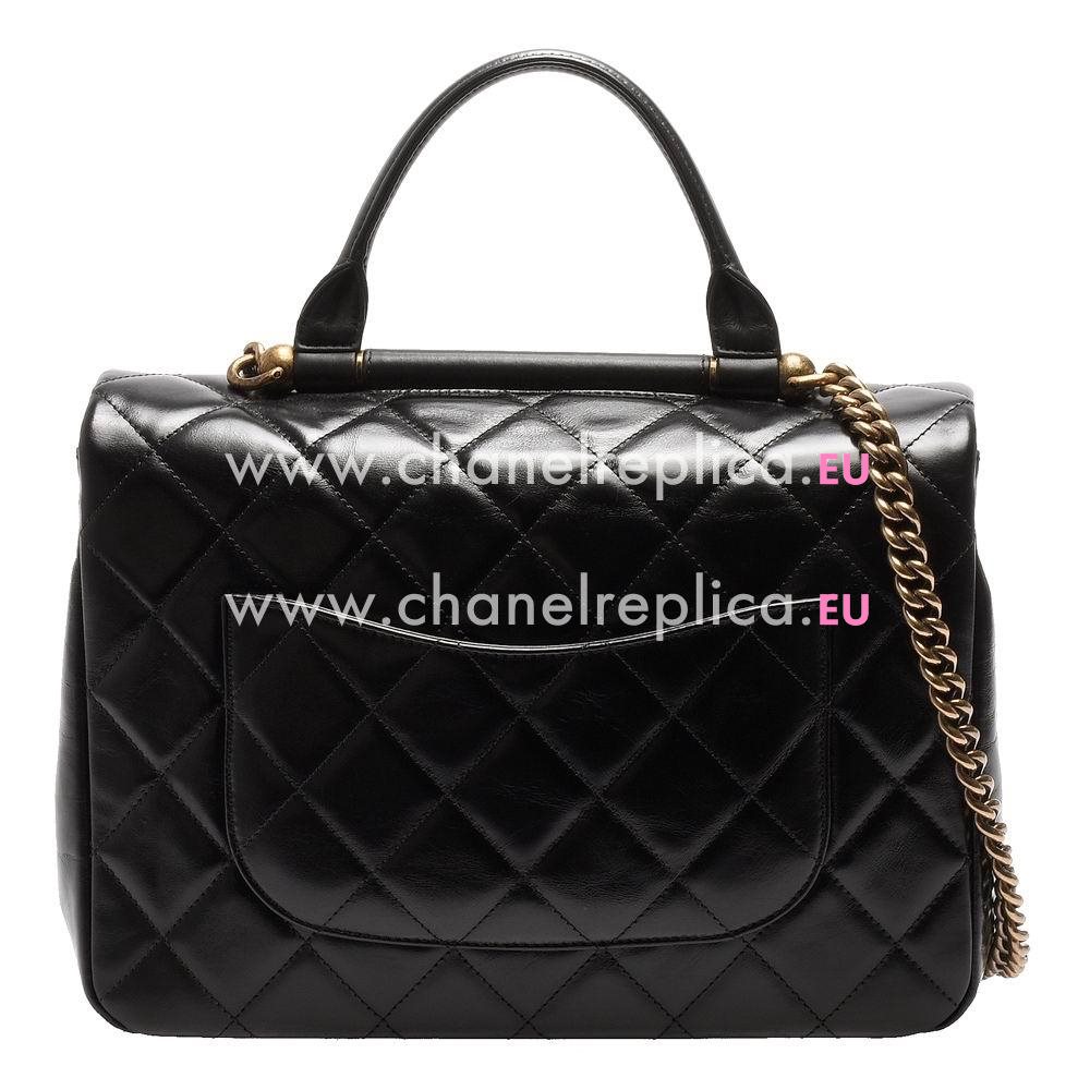 Chanel Coco Handle Calfskin Anti-Gold Hardware In Black A853F32