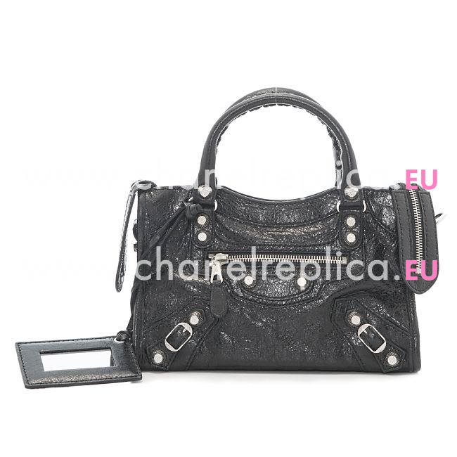 Balenciage City Lambskin Silvery hardware Classic Mini Bag Black B5578360