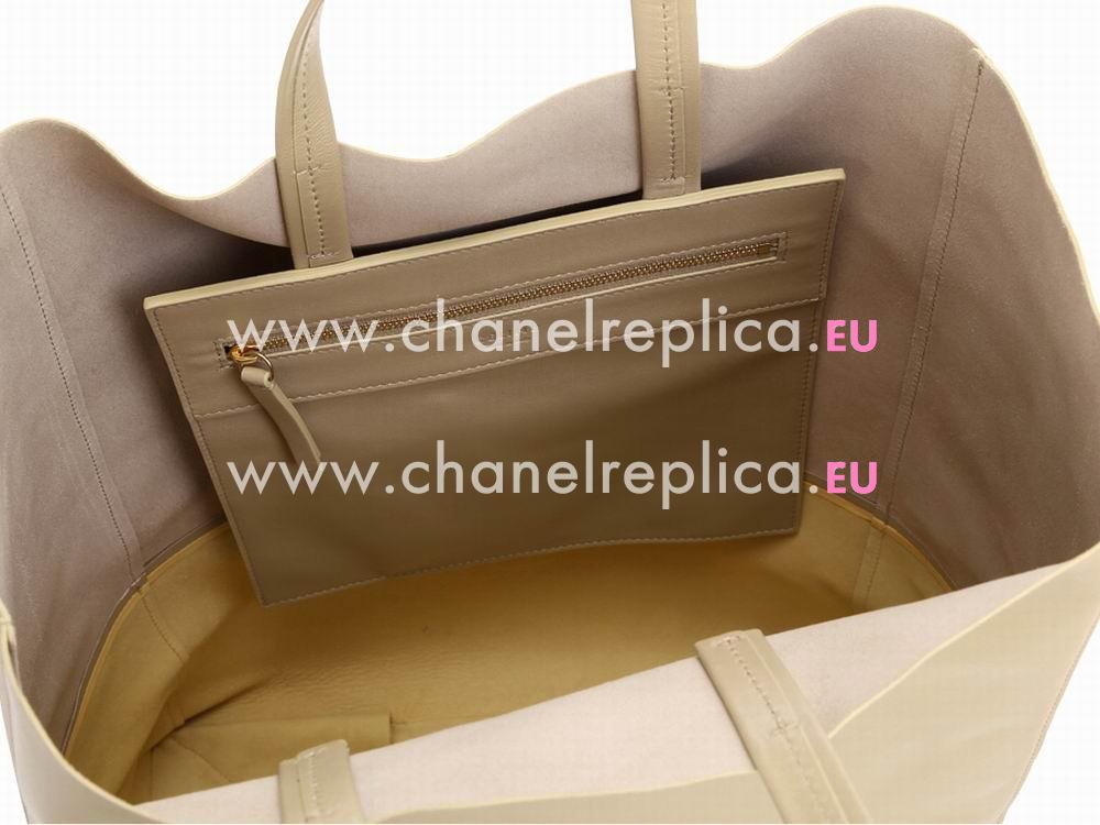 Celine Cabas Lambskin Shopping Bag (Taupe brown/Yellow) CE44697