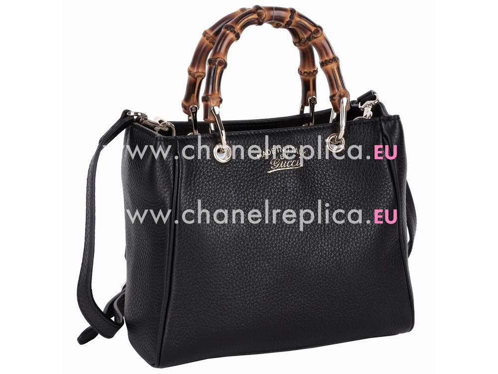 Gucci Bamboo Mini Calfskin Handle Bag In Black G59676