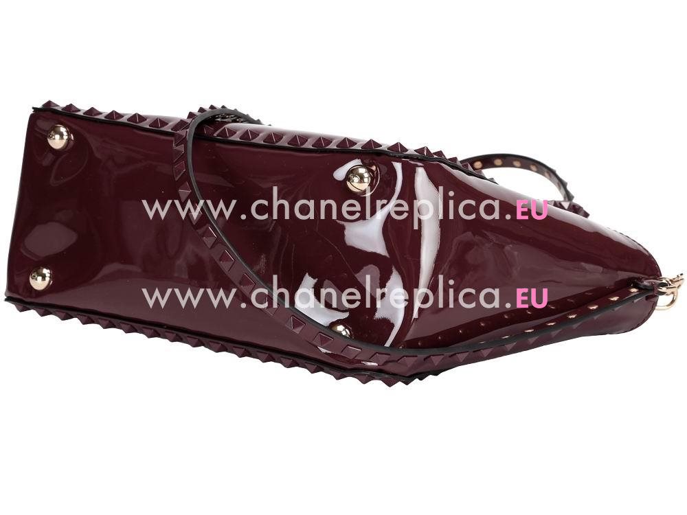 Valentino Rockstud Patent Small Handbag Wine VA53535