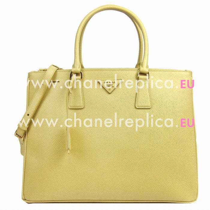 Prada Saffiano Lux Triangle Nzv Large Size Shopping Tote Yellow PRB1786T