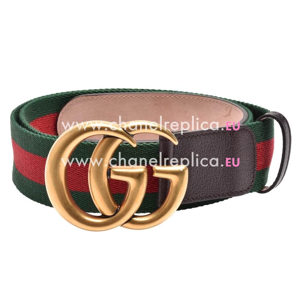 Gucci Brown Cowhide Green Red Fabric Anti-gold Buckle 35322298