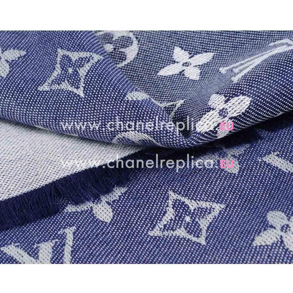 Louis Vuitton Monogram Flower Figure Denim Shawl Blue M71376