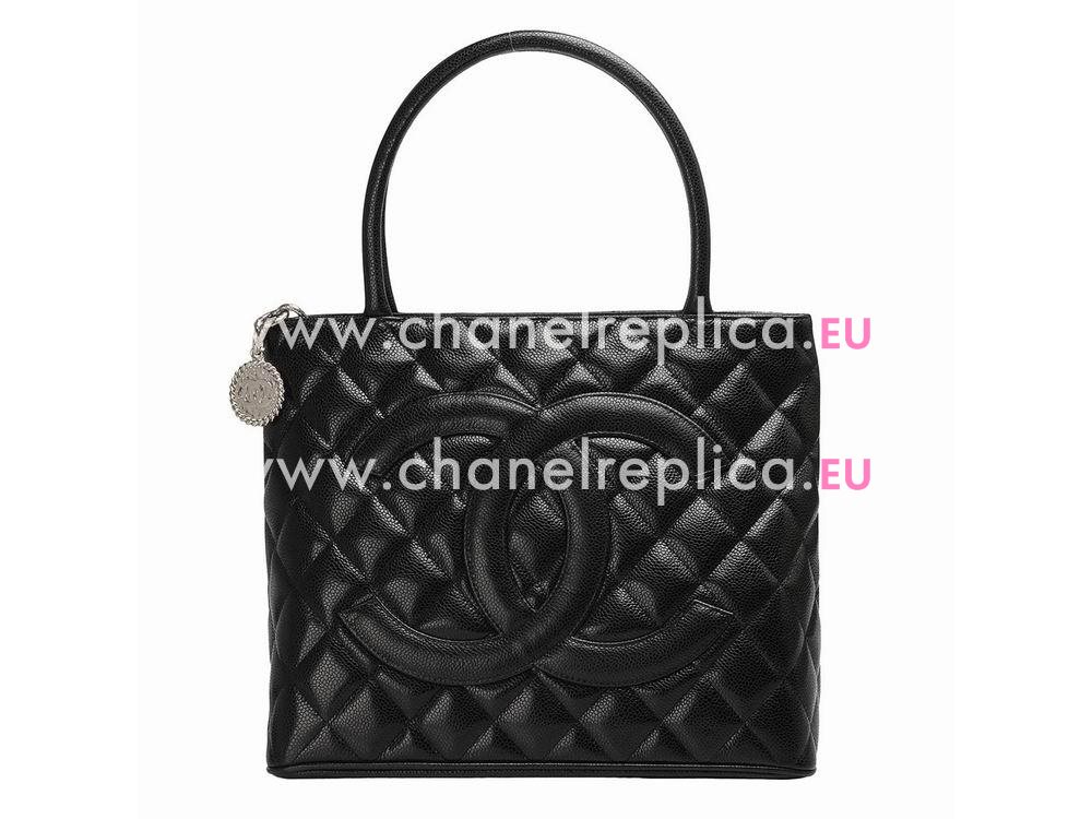 Chanel Caviar Medallion Bag Black Gold Hareware A1804BLKS