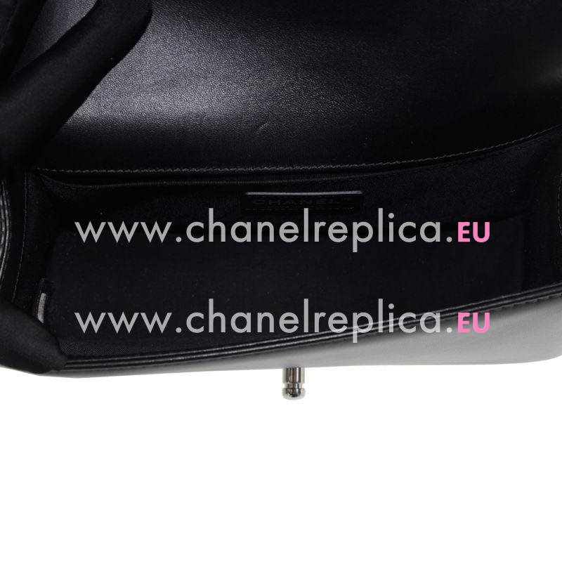 Chanel Black Lambskin Leather Medium Boy Bag Silver Hardware A90163LBLK