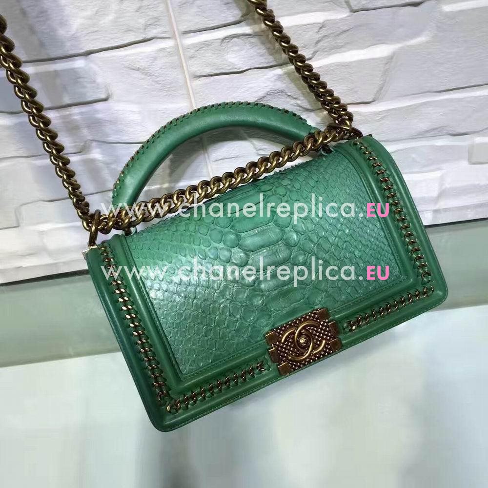 Chanel Boy Cuprum Hardware South Africa Python Skin Emerald Green C7032801
