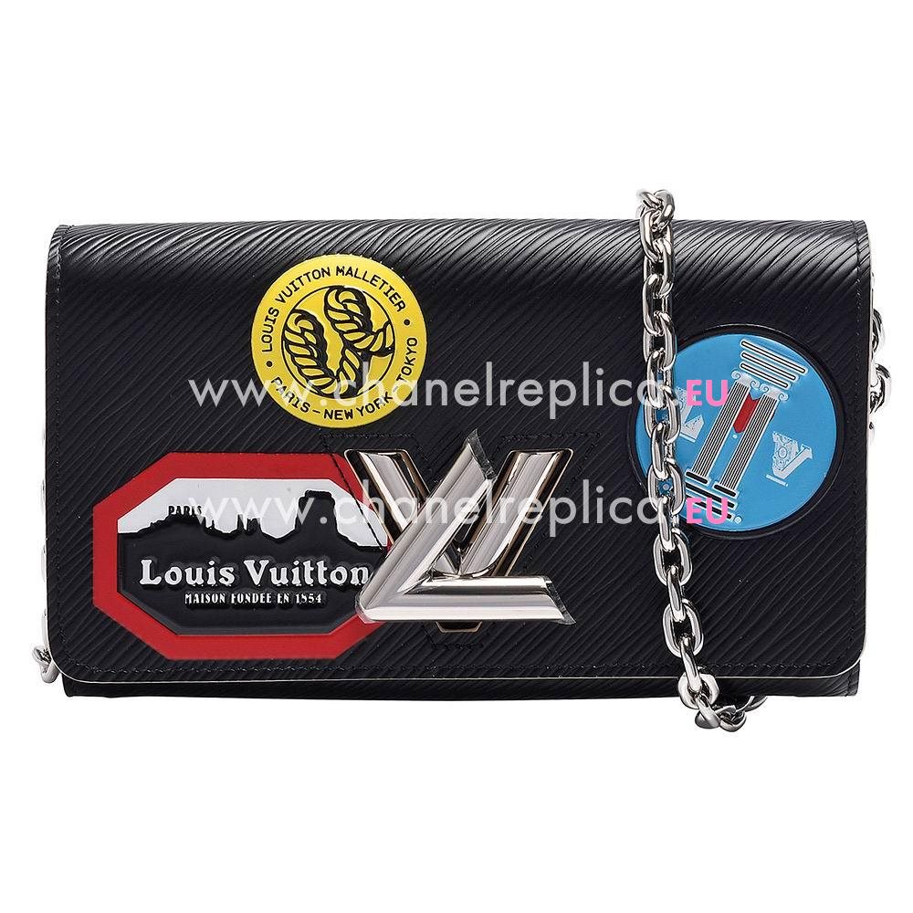 Louis Vuitton Twist Epi Water Ripple Logo Bag In Black M62007