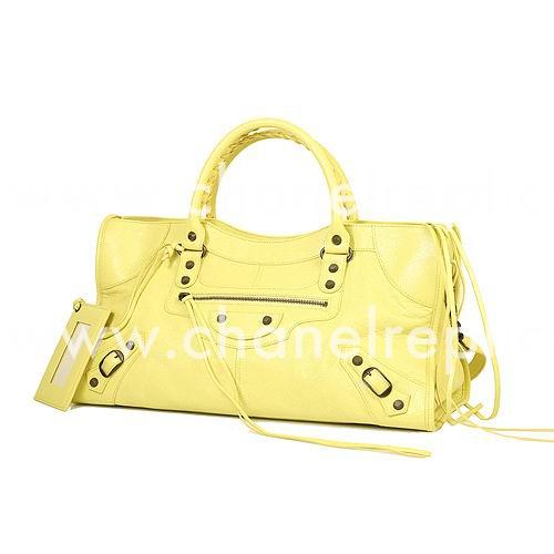 Balenciage Part Time Lambskin Aged Brass hardware Bag Lemon Yellow B2055091